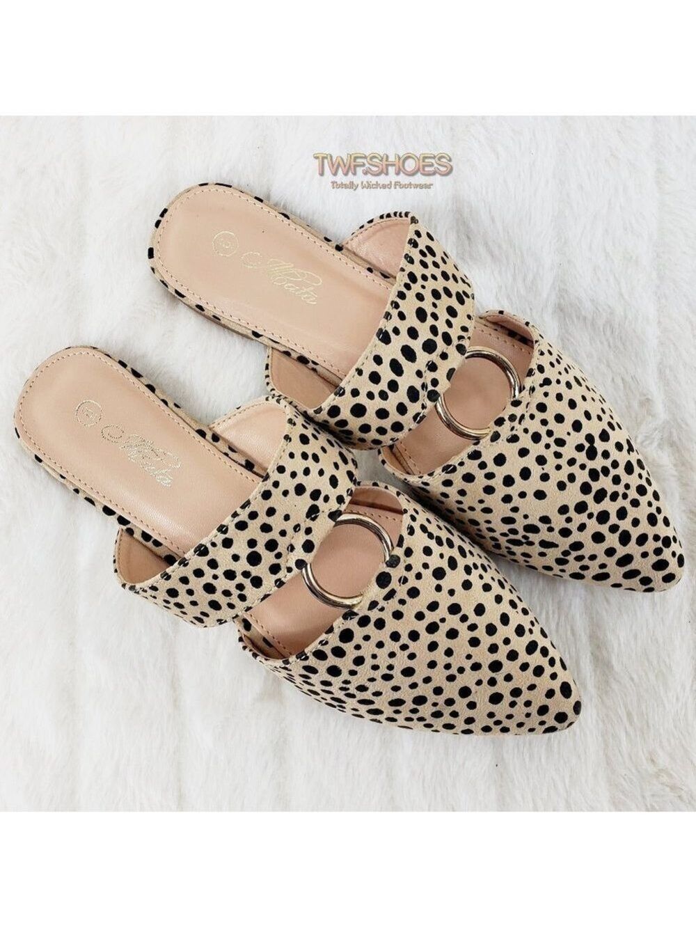 Brand New Cheetah Pointy Toe Flats Mules Clogs Slippers